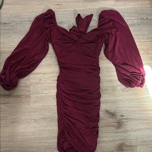 B Darlin Burgundy Sleeve Dress